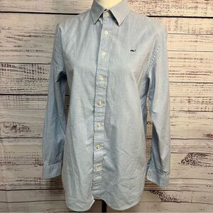 Vineyard Vines Whale Shirt Button Down Women’s XL 18 Blue Prep Cotton